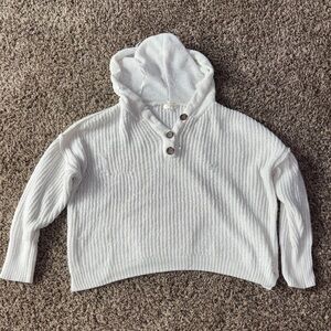 Ultra Flirt White Hooded Sweater with Button Detail